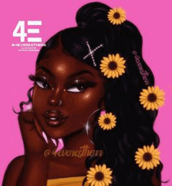a woman with flowers in her hair and hoop earrings .