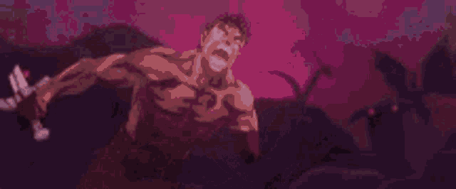 a pixel art of a man standing in front of a blue sky