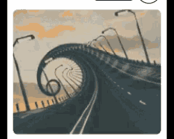 a painting of a road with a swirl in the middle