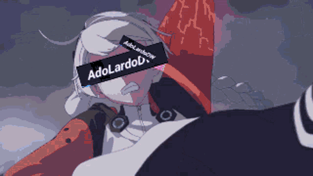 a person with a sticker on their face that says " adolardod "