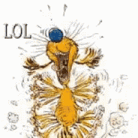 a cartoon drawing of a skeleton with a blue eye and the word lol on it .