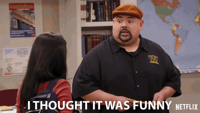 a man with a w on his shirt says i thought it was funny on netflix