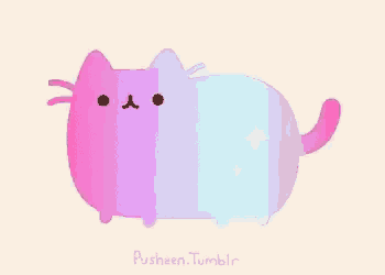 a pink and purple cat with a butterfly on its head is sitting on a white background .