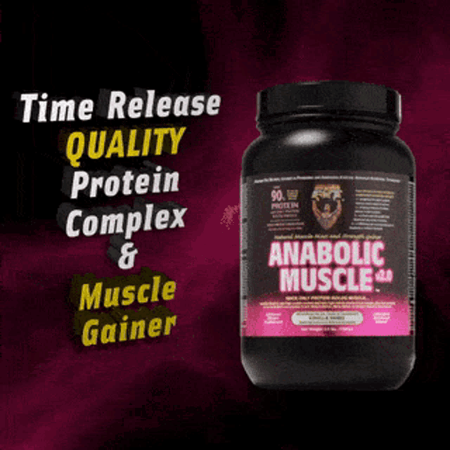 a bottle of anabolic muscle 2.0 on a pink background