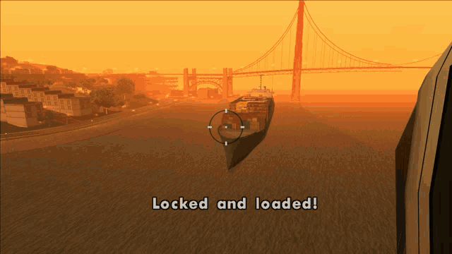a screenshot of a video game with the words locked and loaded at the bottom
