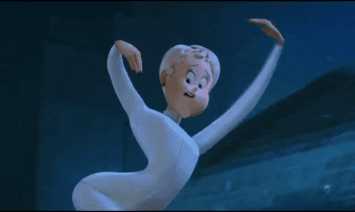 a cartoon character is making a funny face while dancing in the dark