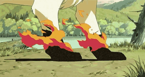 a cartoon of a horse with flames coming out of its legs