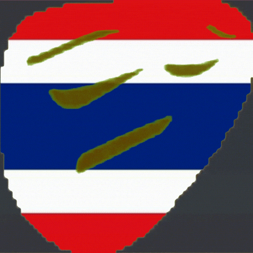 a red white and blue flag with a green stripe on the bottom