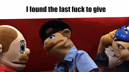 a group of stuffed animals with the words i found the last fuck to give on the bottom