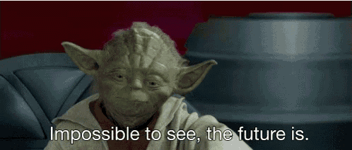 yoda from star wars is sitting on a couch and saying impossible to see , the future is .