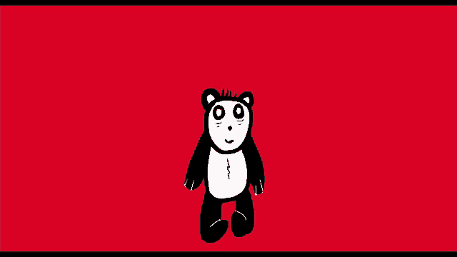 a black and white drawing of a panda bear with the words oh hi written above it