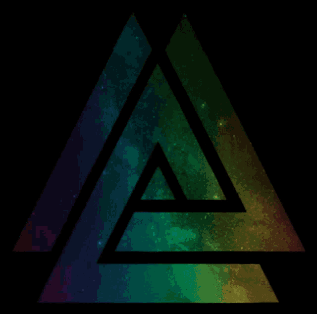 a colorful triangle with the letter a in the center