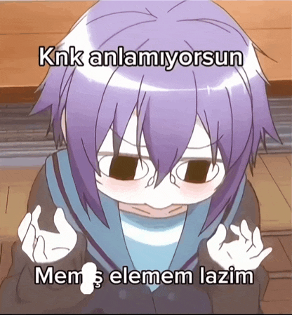 a picture of a girl with purple hair and the words knk anlamiyorsan
