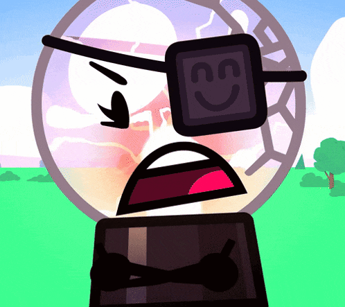a cartoon character with a smiley face on his eye is wearing sunglasses