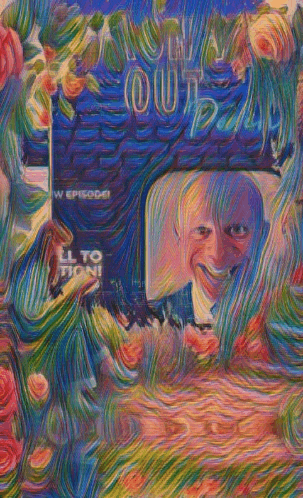 a colorful painting of a man with the words ' ll to tion ' on it