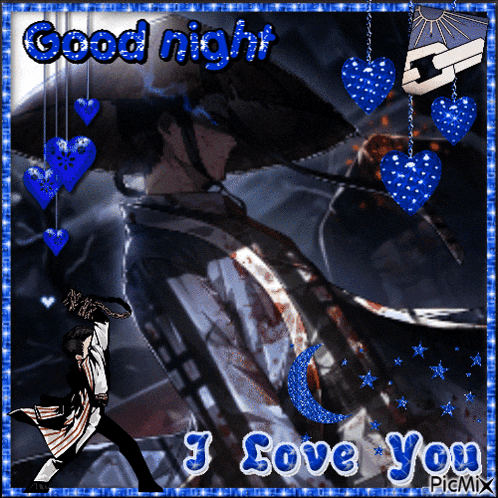 a picture of a man with an umbrella and the words " good night i love you "