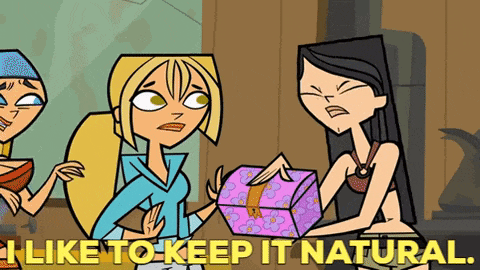 a cartoon of three girls with the words " i like to keep it natural " below them
