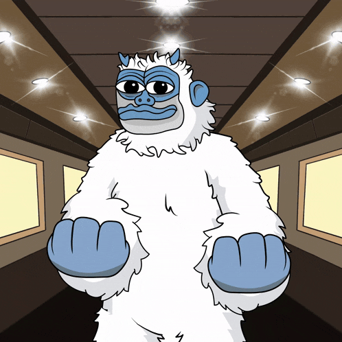 a cartoon drawing of a yeti with horns on his head