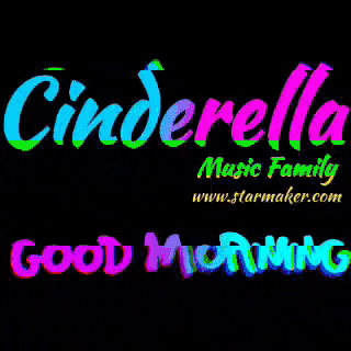a cinderella music family good morning sign with a colorful background