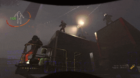 a screenshot of a video game shows a silhouette of a man with the number 100 above him