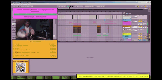 a computer screen shows a video of a man playing a keyboard and the words leaderboard at the top