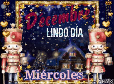 a picture of two nutcrackers with the words december lindo dia written on it