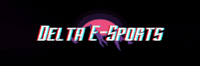 a logo for delta e-sports shows a sunset in the background