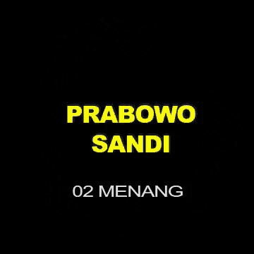 a logo for prabowo sandi 02 menang with a black background