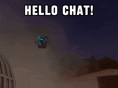a video game character says hello chat in a blurry image