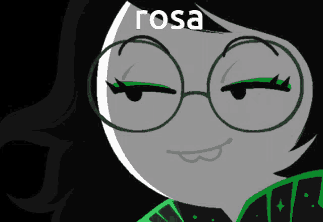 a cartoon of a girl with glasses and the word rosa above her