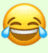 a laughing emoji with tears coming out of its eyes