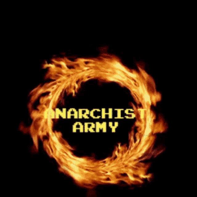 a circle of fire with the words anarchist army in the center