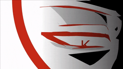 a white circle with red lines and the letter k