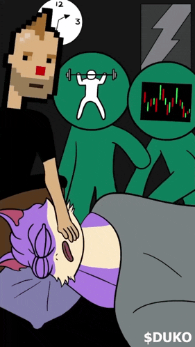 a cartoon of a man giving a woman a massage with the word duko on the bottom right