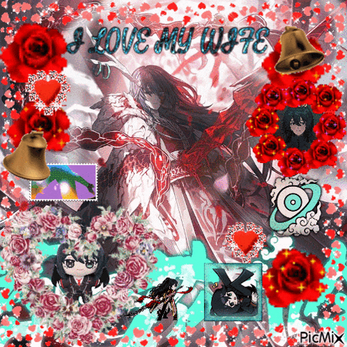 a collage of anime characters with the words i love my wife on top