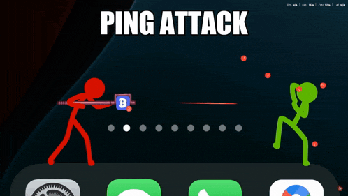 a game called ping attack is being played on a phone