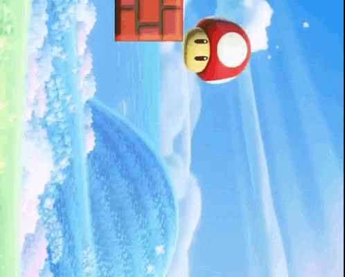 a mario character is flying through the air