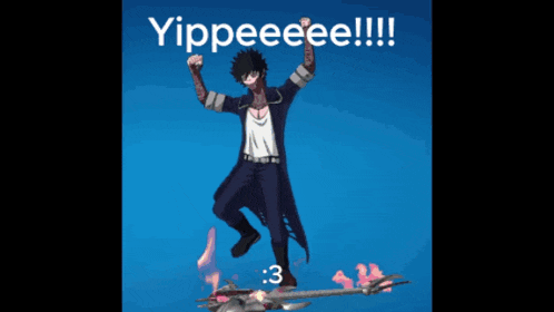 a cartoon character with the words yippeeee written on the bottom