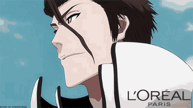 a l' oreal paris ad with a man 's face in the foreground