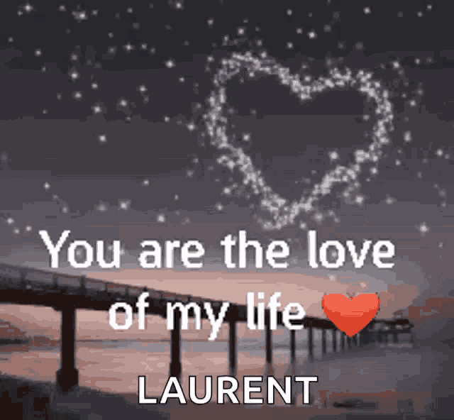 a picture of a bridge with a heart and the words you are the love of my life laurent