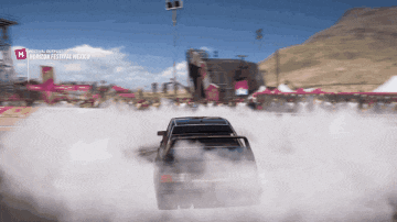 a car is drifting in a video game called mexico festival