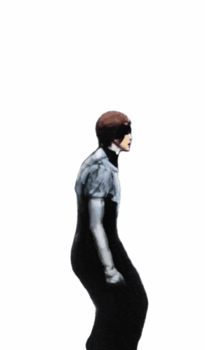 a drawing of a man in a black suit with a white background