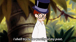 a man in a top hat and glasses says i shall try to be worthy of my post
