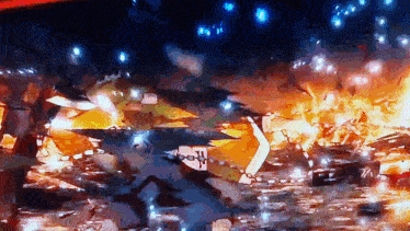 a computer generated image of a fire with a sign that says ' i love you '