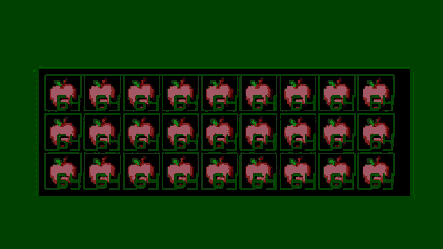 a green background with pink apples and the numbers 64 64 64 64