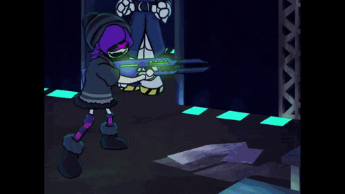 a cartoon of a person holding a gun with a green light coming out of it