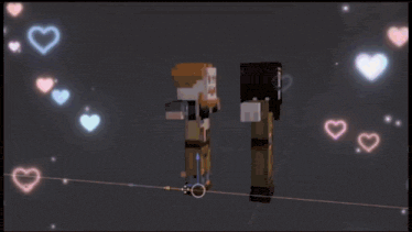 a pink heart is surrounded by pink and blue hearts on a dark background .