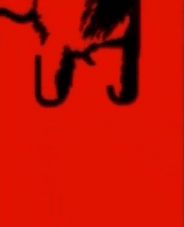 a red background with a black silhouette of a person with a snake around their neck