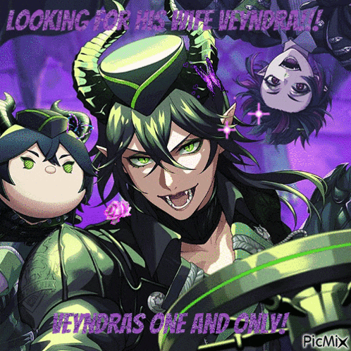 a picture of a man with horns and the words " looking for his wife "