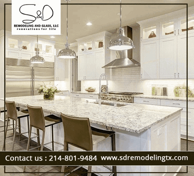 an ad for s & d remodeling and glass llc